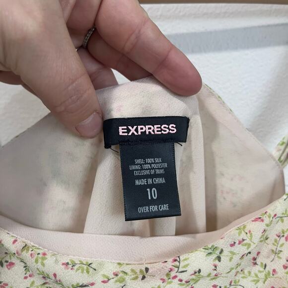 Express Vintage Y2K Silk Floral Ruffle Tank Top Cottagecore Womens 10 - Picture 3 of 5